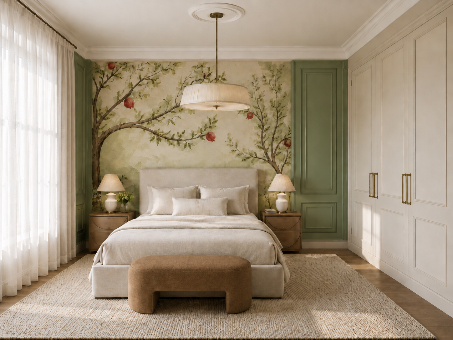 Pomegranate & Linen Master Bedroom — atmosphere
