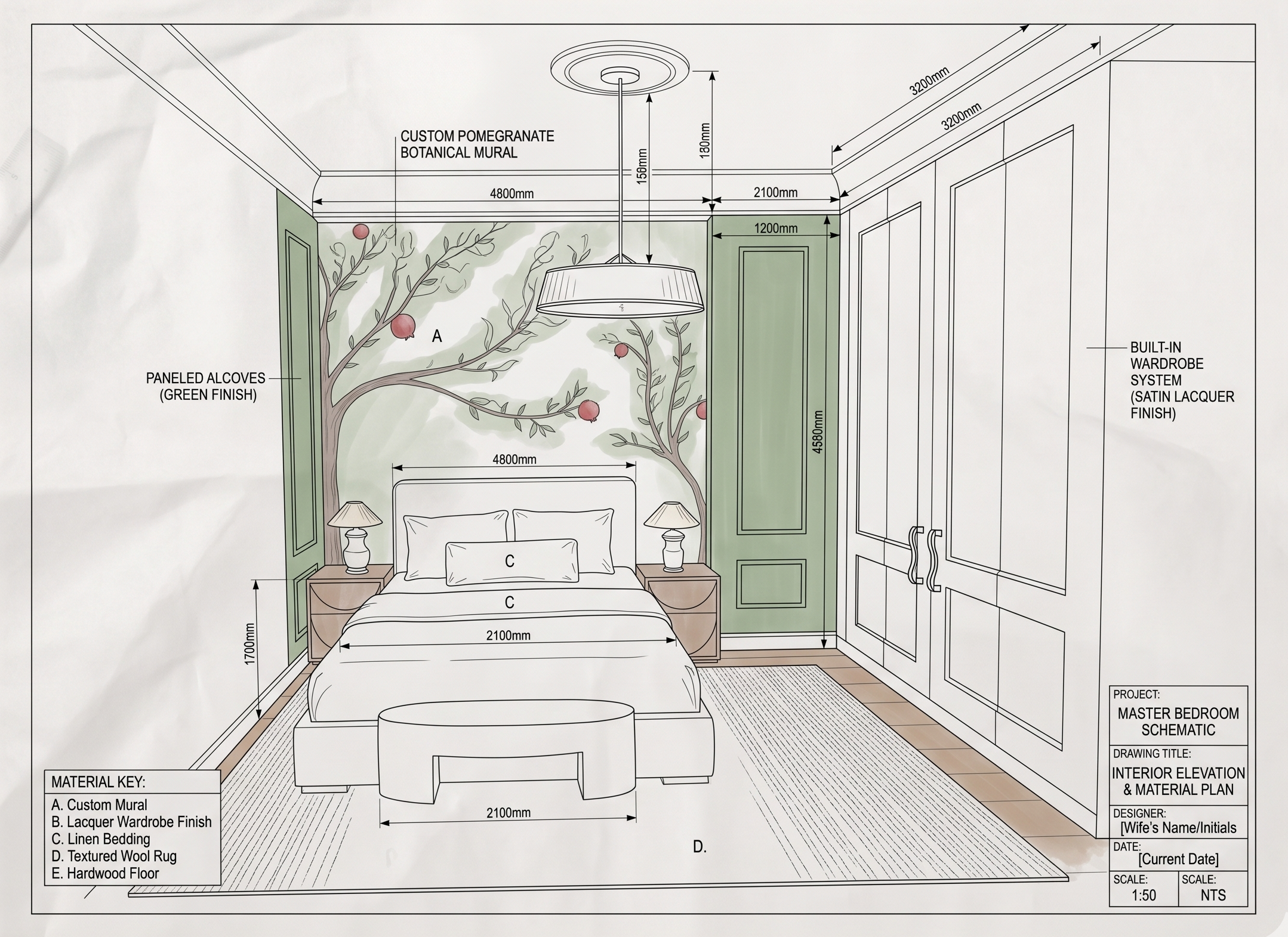 Pomegranate & Linen Master Bedroom — plan